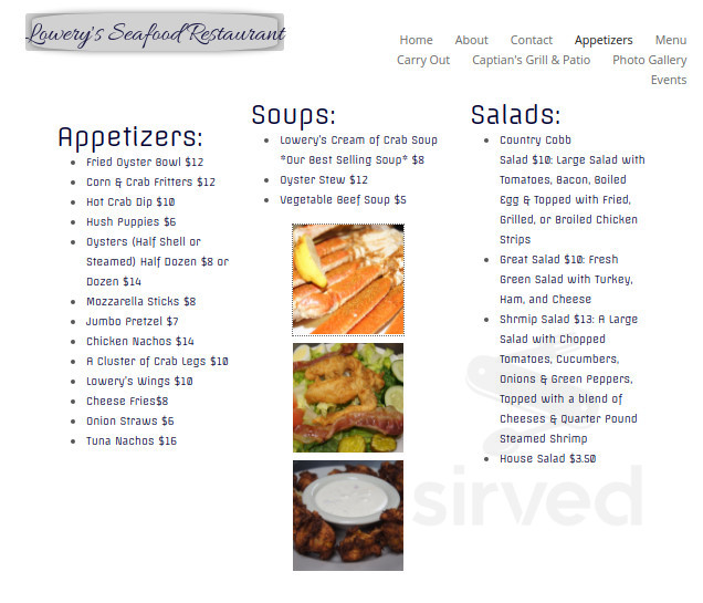 Lowerys Seafood Restaurant Tappahannock VA Menu: Explore Delicious Seafood Options