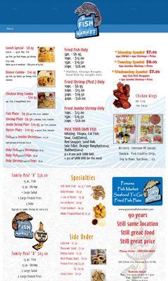 Full Menu for Pomona Fish Market: Tasty Seafood Dishes in Pomona, CA 91766