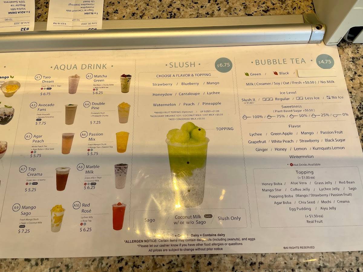 aqua club dessert menu